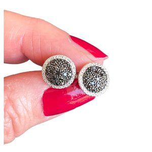 Cubic Zirconia Round Halo Stud Earrings 925 Sterling Silver New Black and White